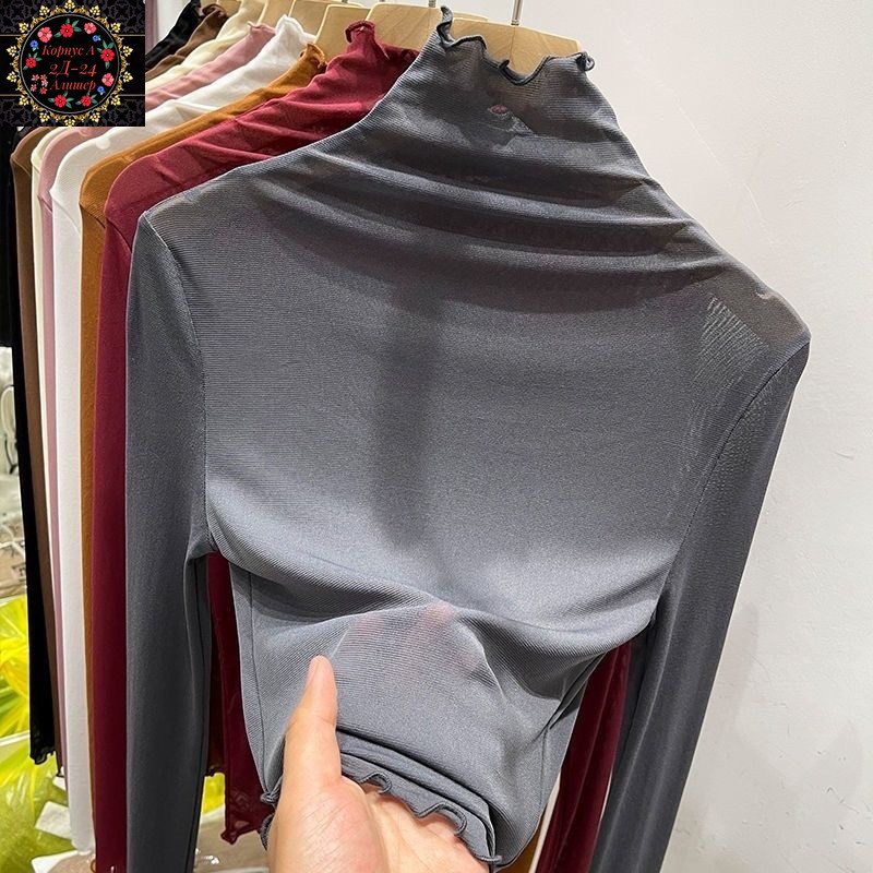 блузка с высоким воротником,женская блузка,женская водолазка,водолазка,блузка прозрачная