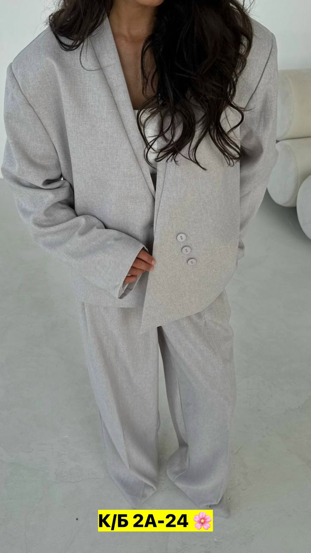 костюм из вискозы и трикотажа с брюками и кардиганом patriciа f15425-36 серо-голубой,брючный костюм,женский брючный костюм,элегантный брючный костюм,женский брючный костюм-двойка