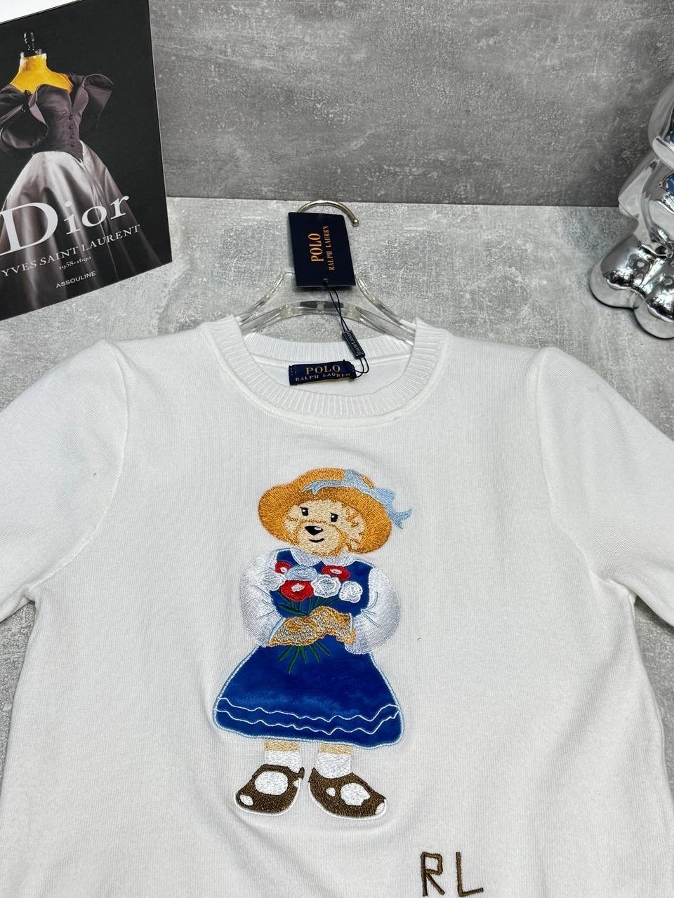 джемпер с аппликацией polo bear от ralph lauren collection,ральф лорен одежда с мишкой,свитер с мишкой,свитер с вышивкой,свитер с мишкой ральф лорен