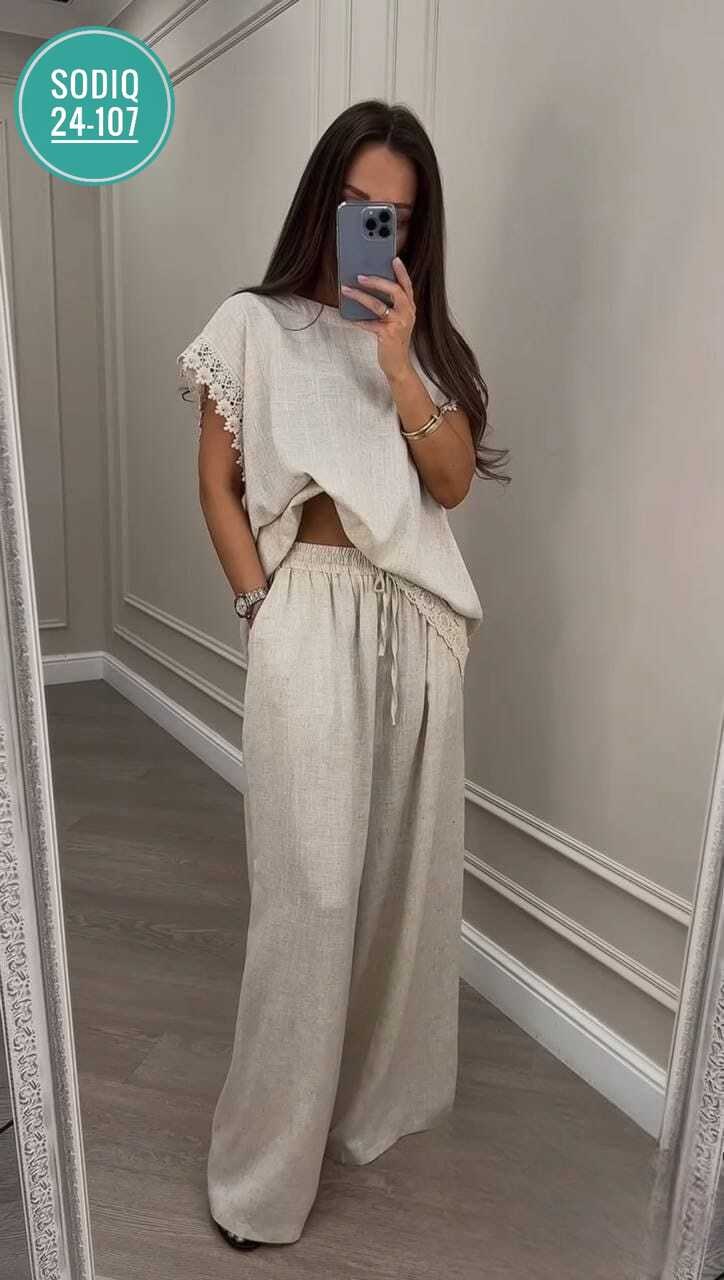 костюм льняной женский,костюм повседневный женский,летние костюмы,женские костюмы,костюм с брюками