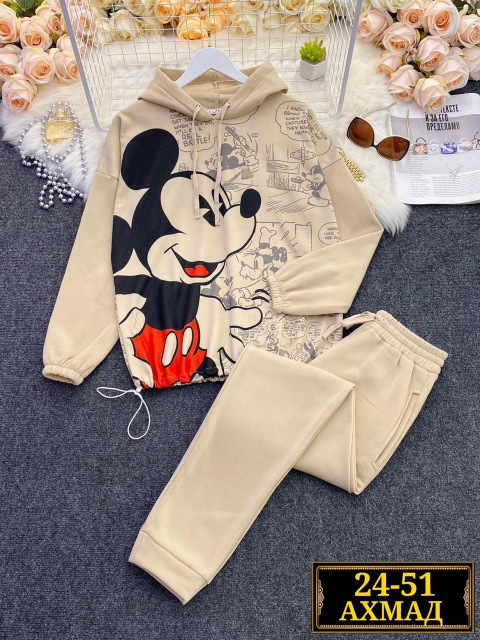 костюм с микки маусом,костюм теплый,спортивный костюм с принтом микки маус,женский спортивный костюм на флисе микки,костюм с микки маусом женский