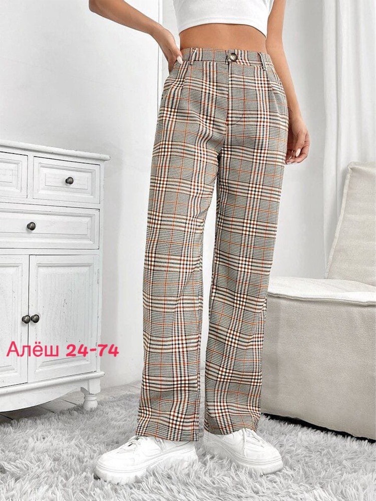 брюки женские,брюки в клетку,теплые брюки в клетку женские,женские брюки в клетку,брюки в клетку прямые