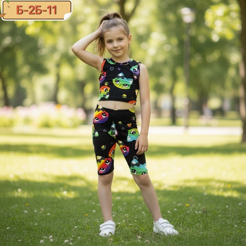 летний костюм из бамбука для девочки happyfox,костюм для девочки,одежда для девочек,костюм ярко,детский летний костюм для девочек