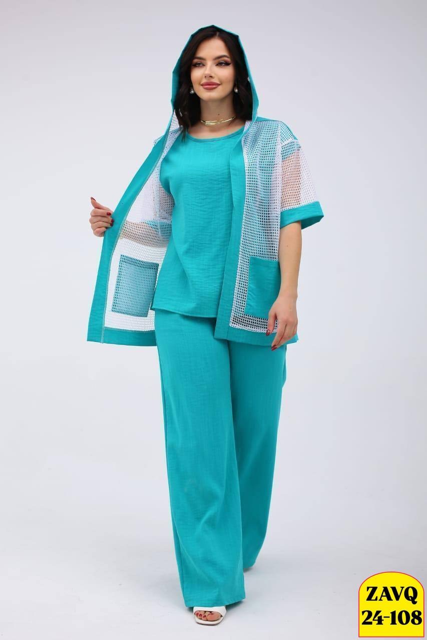 костюм женский,брючный костюм из прошвы,костюм женский двойка брючный,костюм с брюками,костюм брючный голубой