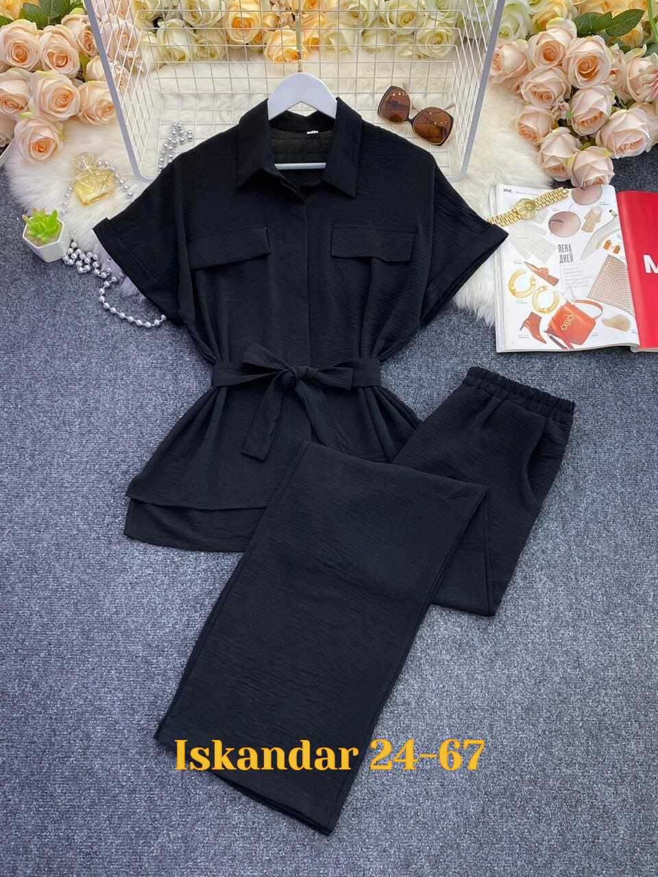 брючный костюм,брючный костюм жатка,костюм женский летний брючный,костюм двойка женский летний брючный,женский летний костюм блузка и брюки прямые цвет хаки