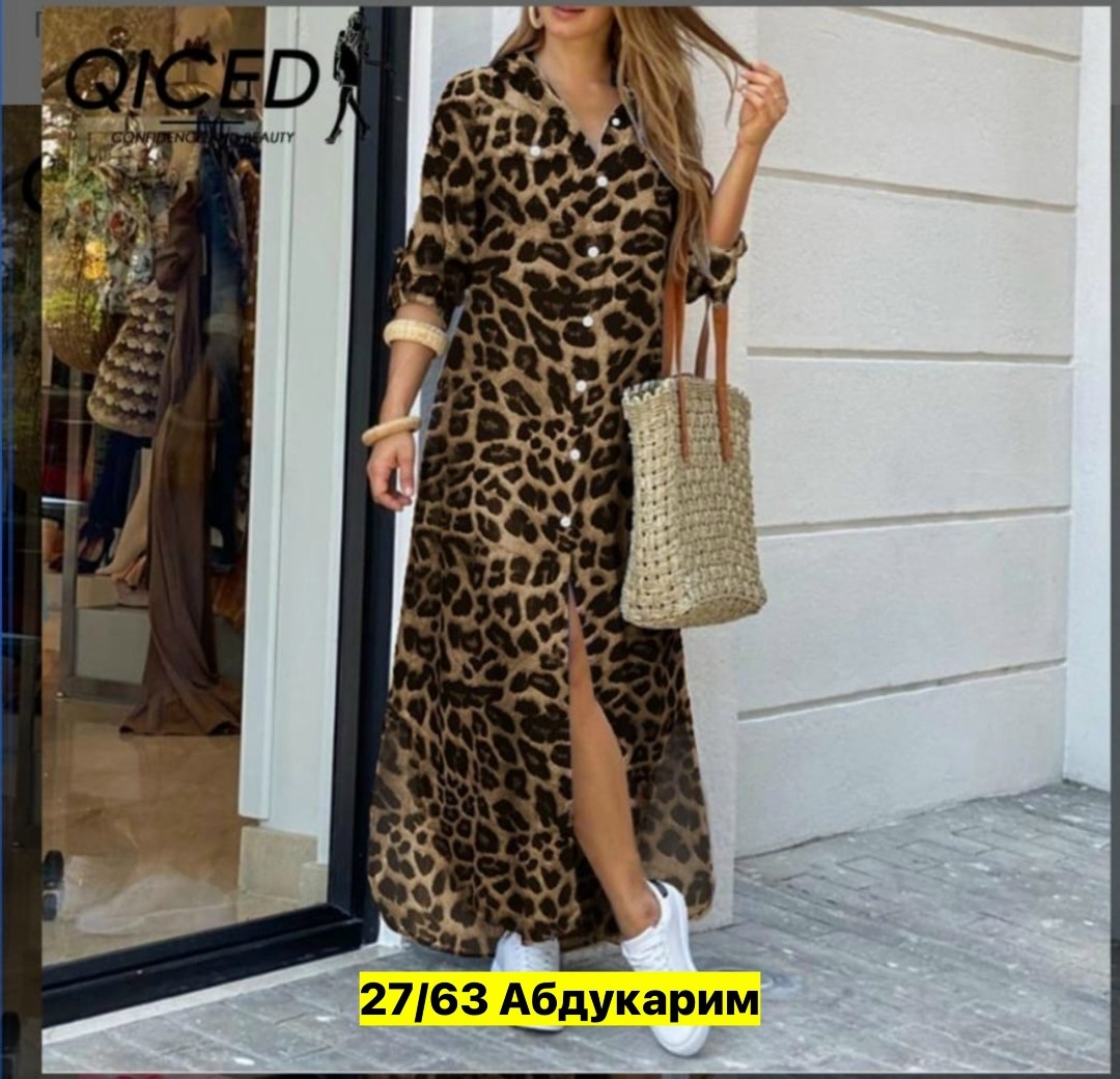 женское платье,,платье туника,женское длинное платье с леопардовым принтом,платья женские больших размеров