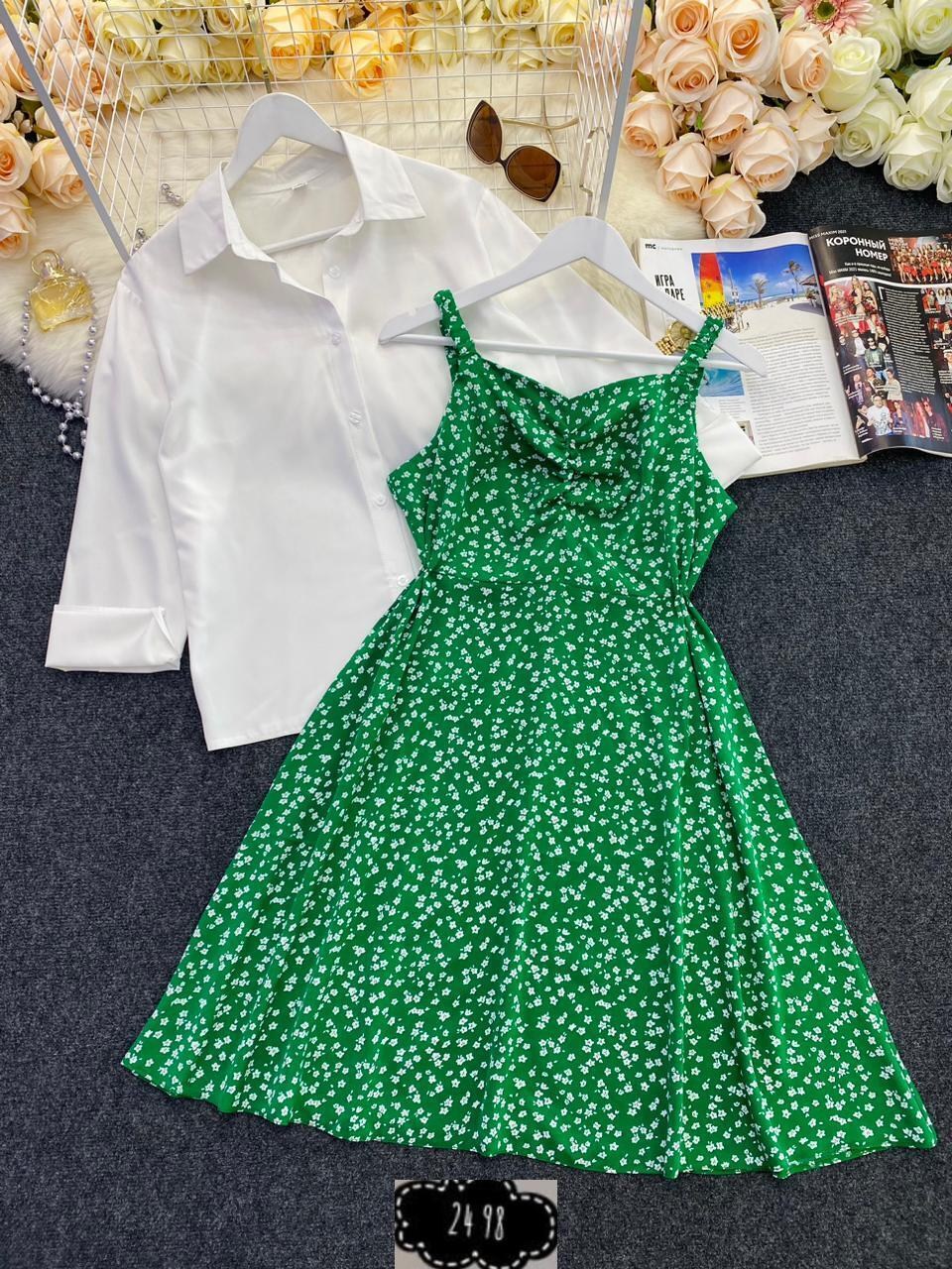 женские платья летние,комплект сарафан и рубашка,сарафан с рубашкой,платье женское сарафан,платье женской
