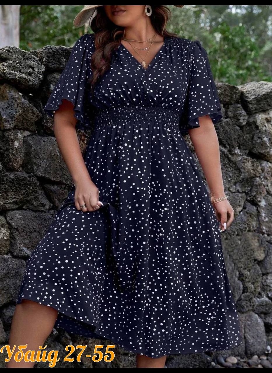 женские платья больших размеров,летнее женское платье,платья для полных,женственное платье в горошек,платье