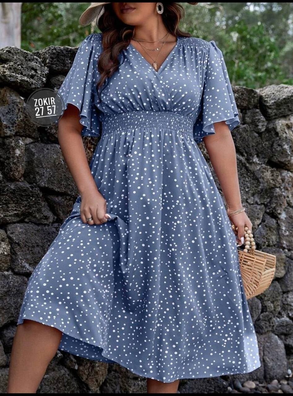 женское платье больших размеров,платье женской,летнее женское платье,платья в горошек,платья для полных женщин