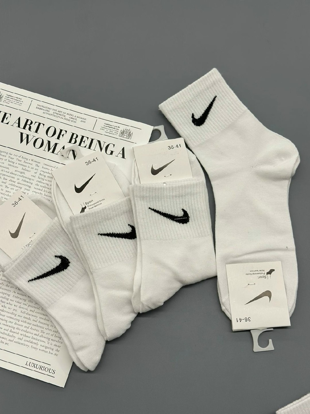 комплект носков женских nike н5ж белых 37-41 5 пар,nike комплект носков,носки nike,носки nike высокие,носки найк