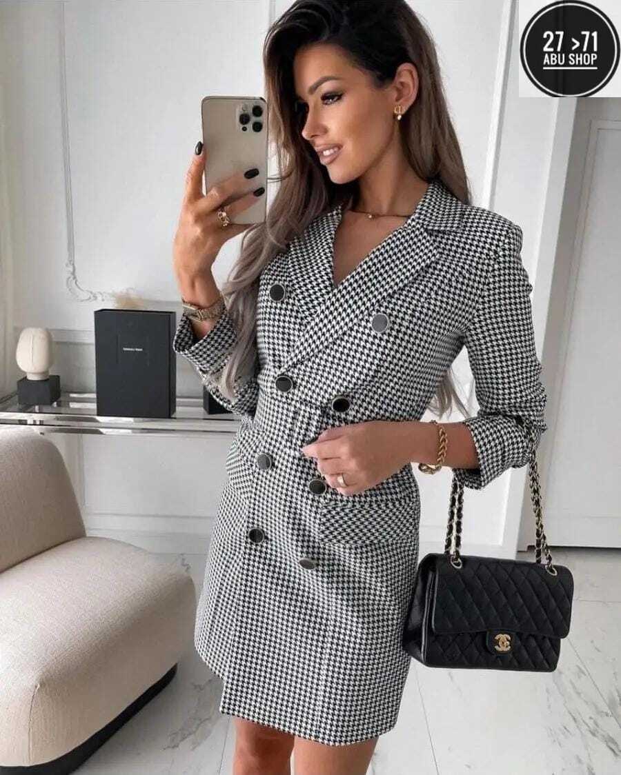 платье пиджак гусиная лапка,платье-пиджак,платье пиджак в клетку,женское платье пиджак,женский длинный пиджак в клетку
