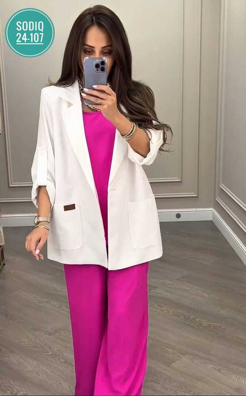 костюм двойка женская,женский брючный костюм двойка,костюм с брюками нарядный,брючный костюм anelli 1398 фуксия,костюм с брюками