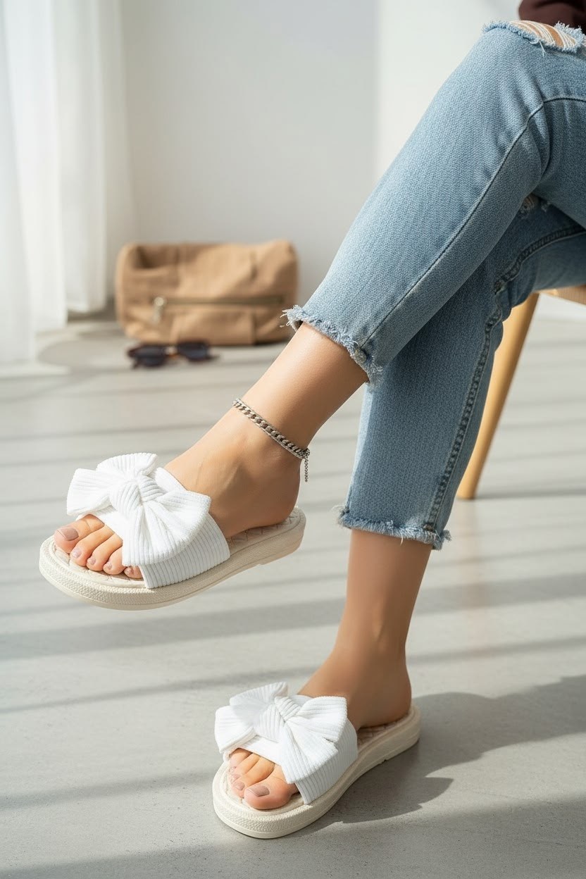 тапочки летние женские,шлепанцы женские,шлепанцы с бантами,шлепки с бантом,