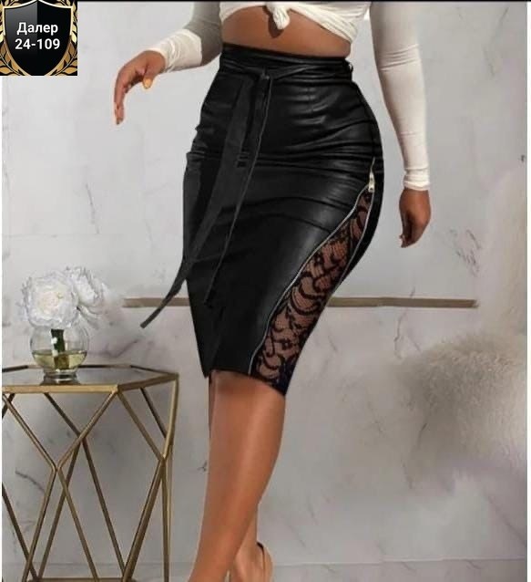 кожаная юбка женская,юбка эко кожа,кожаная юбка,кожаная юбка с кружевом,юбка из экокожи