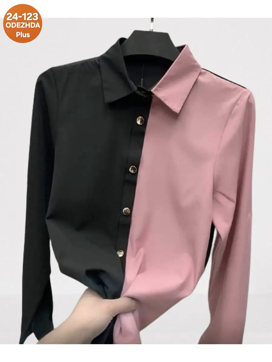 рубашка двухцветная женская,женские блузки и рубашки,женская рубашка,женская блузка,блузка стильная