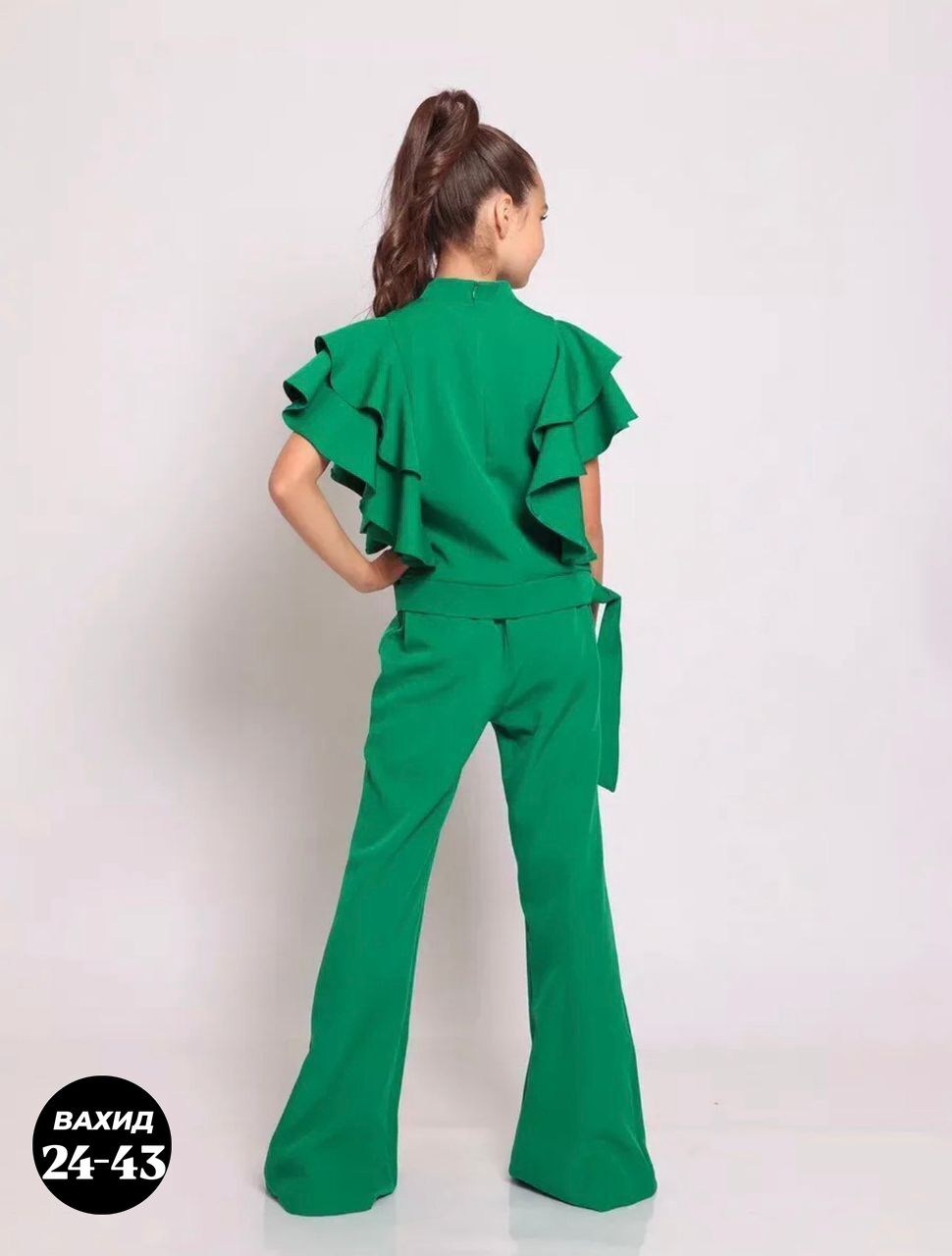 костюм брючный нарядный с воланами для подростка lemada brand,костюм брючный,костюм брючный для девочек,костюм с брюками,костюм брючный для девочки 128-134