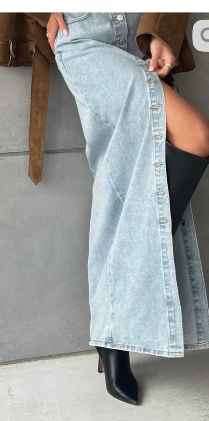 длинная джинсовая юбка,джинсовая юбка макси,юбка джинсовая длинная с разрезом на пуговицах,джинсовая юбка,юбка джинсовая длинная с разрезом на пуговицах anylass