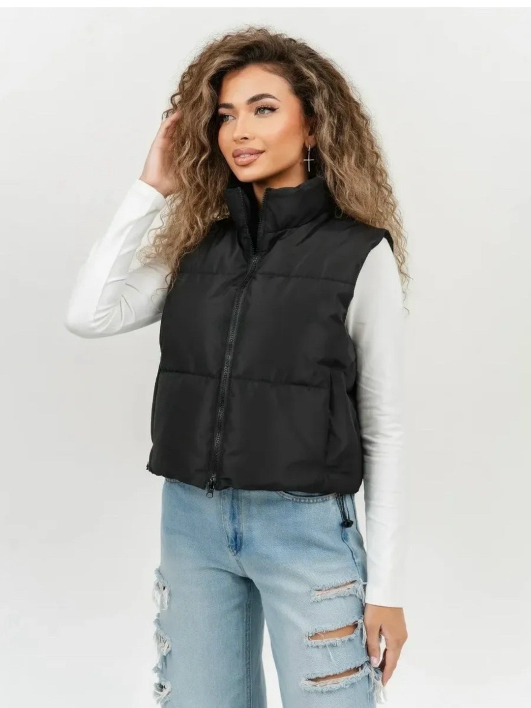 жилетка женская,утепленный жилет женский beluxstar z689 черный l,жилетка короткая,жилет,утепленный жилет