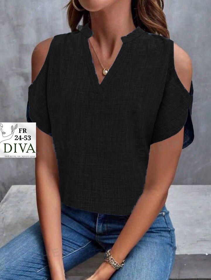 женская блузка,блузка женская модная,летние блузки женские,женская блузка с открытыми плечами,женская шифоновая блузка с v-образным вырезом