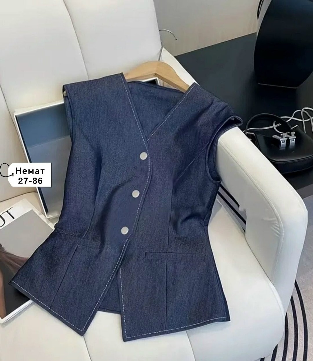 костюм двойка с брюками,джинсовый костюм брючный палаццо с жилетом vera nova,женские костюмы,женские жилеты