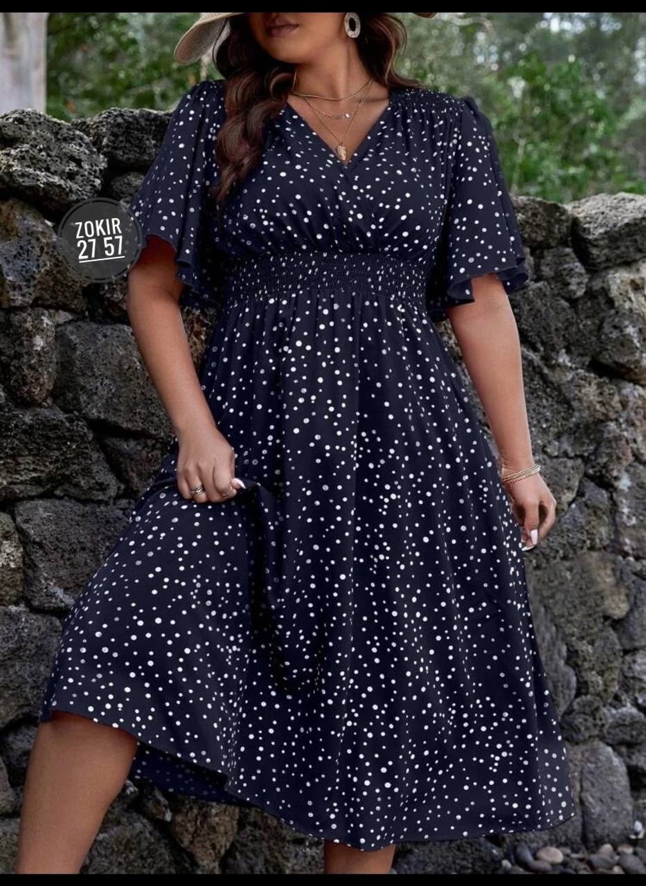 женское платье больших размеров,платье женской,летнее женское платье,платья в горошек,платья для полных женщин
