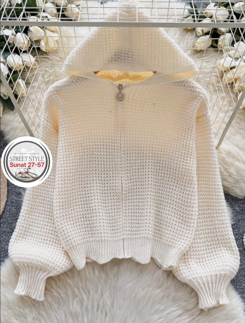 свитер женский вязаный,модные свитера,свитера с капюшоном,кофта женская,женский вязаный кардиган с капюшоном