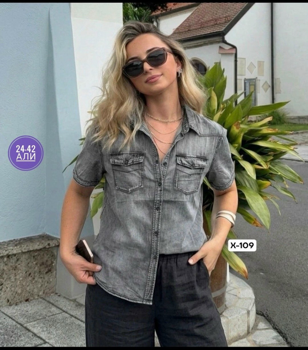 женская джинсовая рубашка,джинсовая рубашка с коротким рукавом,джинсовая рубашка,джинсовая блузка,джинсовая рубашка sela