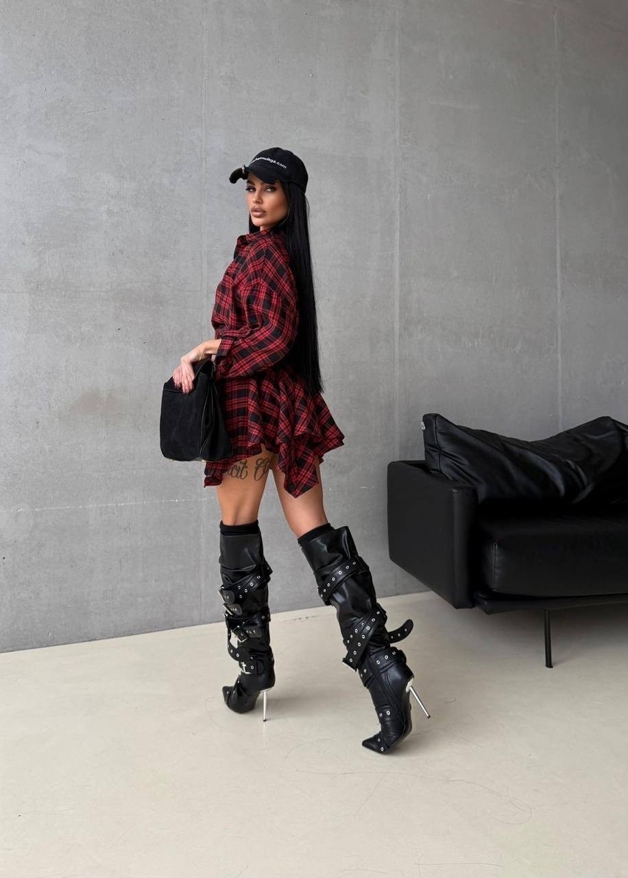 стильный костюм в клетку,платья в клетку,костюм рубашка и юбка,костюм в клетку,платье рубашка в клетку красное