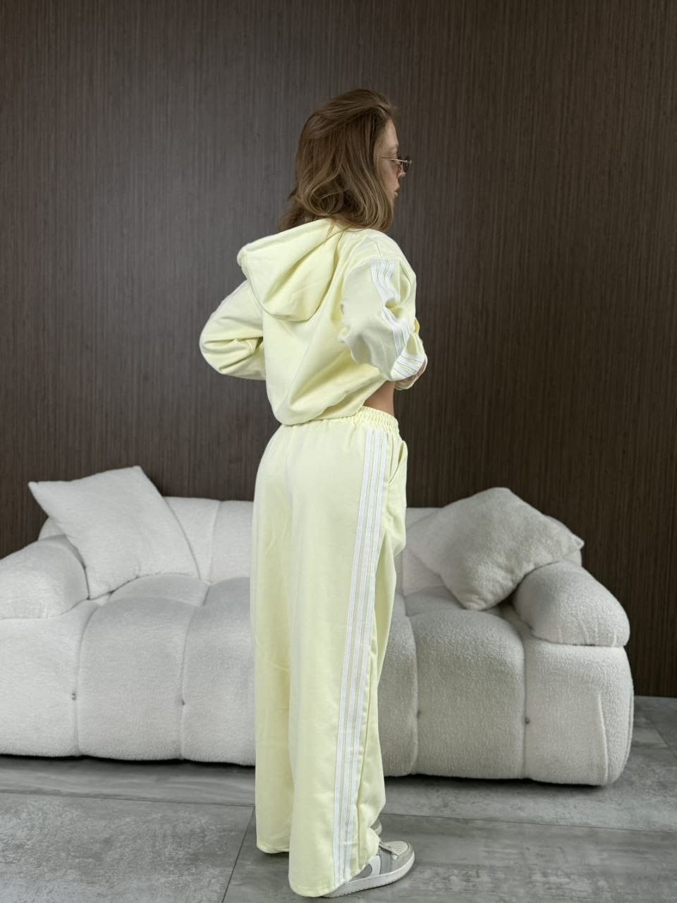 костюм спортивный женский,костюм спортивный,костюм спортивный женские спортивные костюмы,костюм спортивный со штанами палаццо и зип худи micca 362768683,костюм желтый