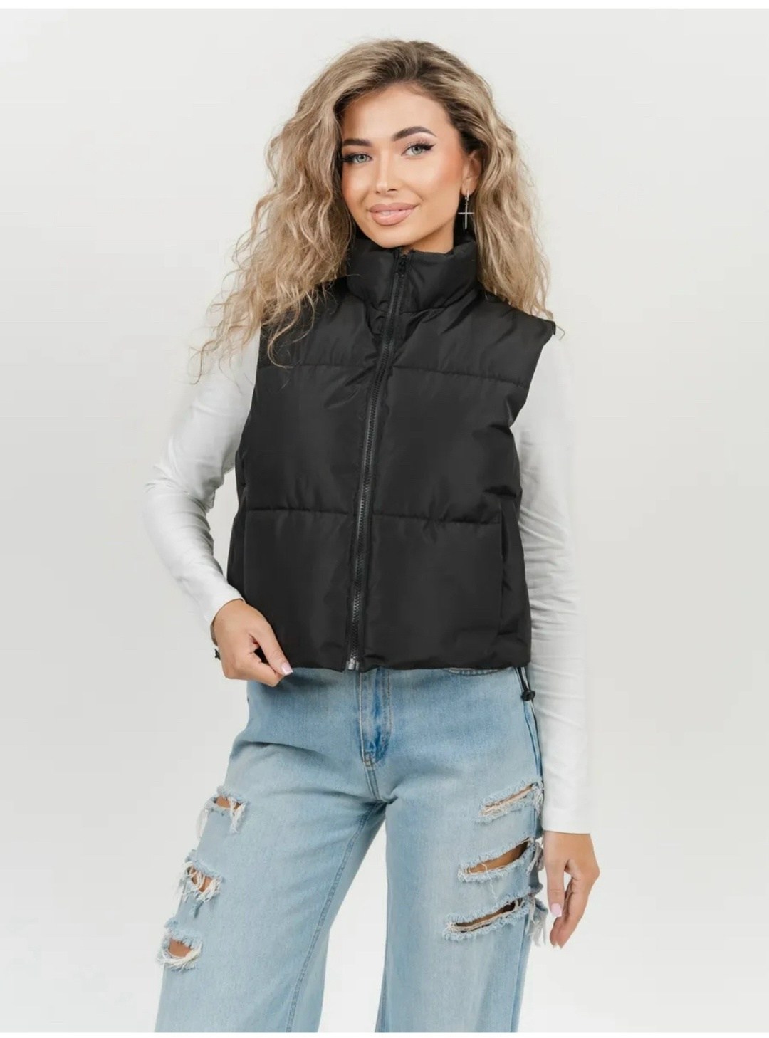 жилетка женская,утепленный жилет женский beluxstar z689 черный l,жилетка короткая,жилет,утепленный жилет