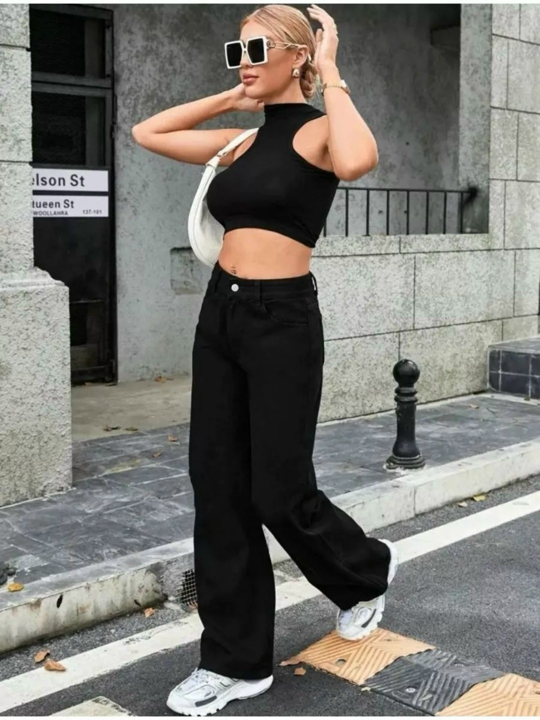 джинсы клеш женские с высокой талией черного цвета,черные джинсы палаццо,женские джинсы,черные широкие джинсы,джинсы женские черные