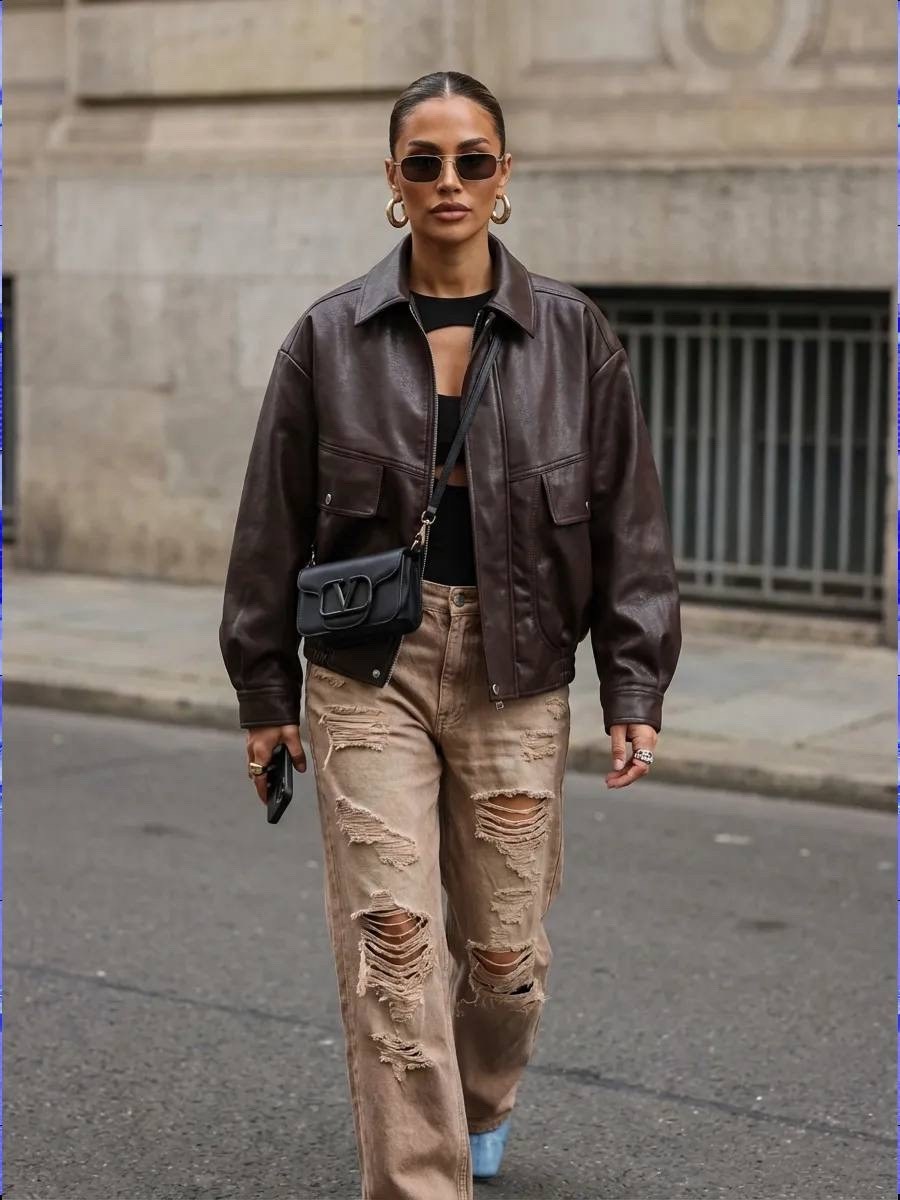 женская куртка из искусственной кожи,женская кожаная куртка,куртка бомбер,кожаная куртка,модная куртка