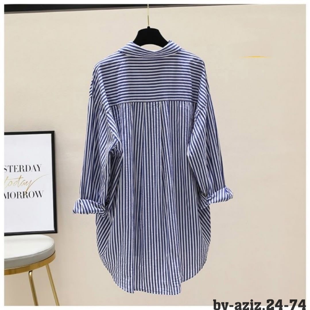 женская рубашка в полоску,полосатая рубашка,рубашка в синюю полоску женская,женская свободная рубашка в полоску,повседневная рубашка