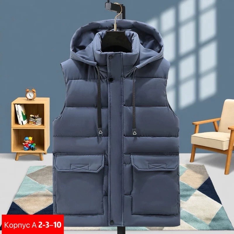 мужской жилет с капюшоном,мужской утепленный жилет,жилет с капюшоном,теплый жилет,жилетка теплая