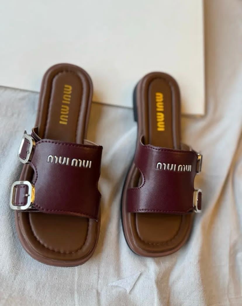 шлепанцы женские,шлепанцы коричневые miu miu,брендовые шлепанцы,,шлепки miu miu