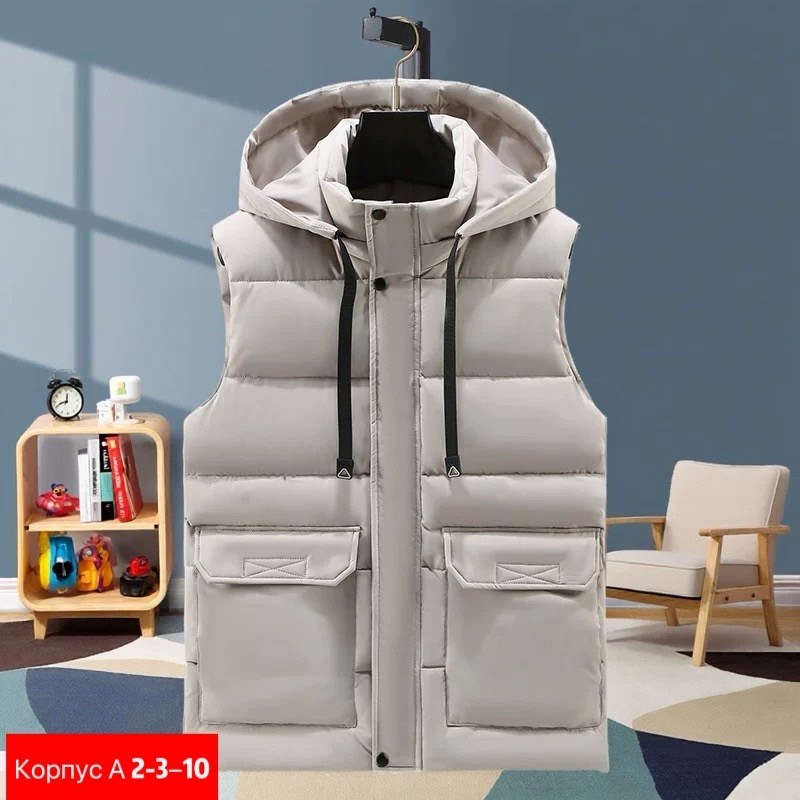 мужской жилет с капюшоном,мужской утепленный жилет,жилет с капюшоном,теплый жилет,жилетка теплая