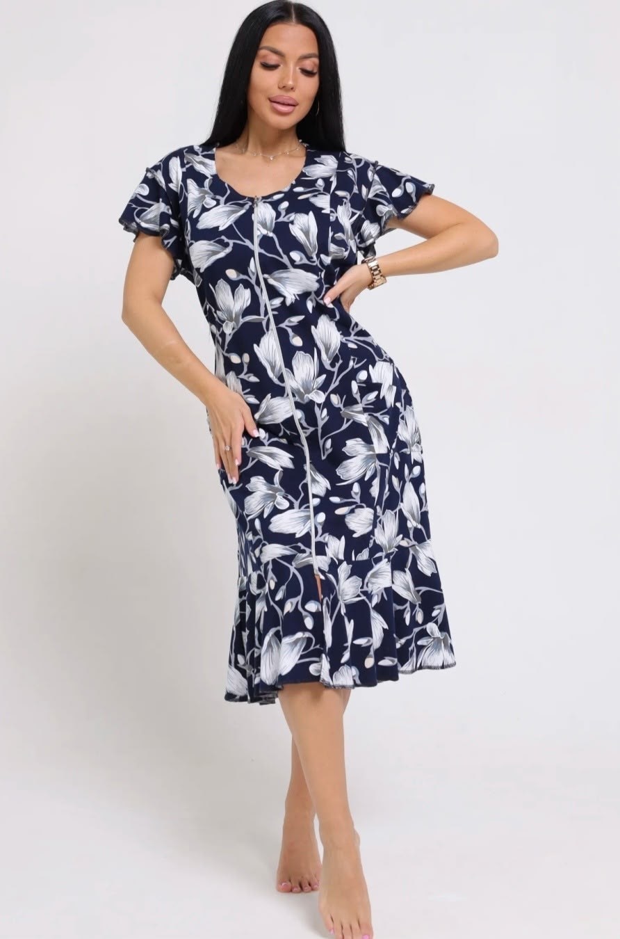 халат женский,халат женский домашний на молнии,халат для женщин,женский халат на молнии,трикотажный халат