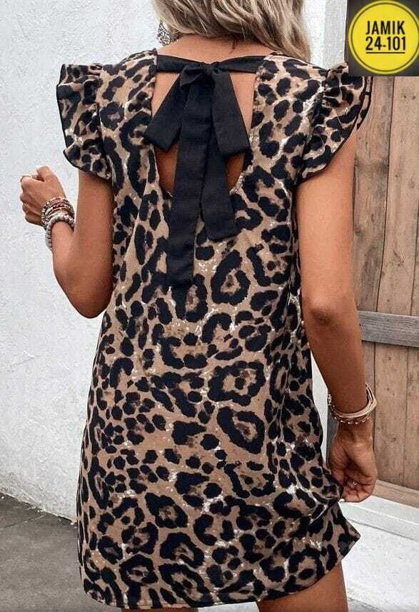 мини-платье с леопардовым принтом коричневый,платье с леопардовым принтом,платье женское леопард,платье мини с леопардовым принтом,женское платье с леопардовым принтом