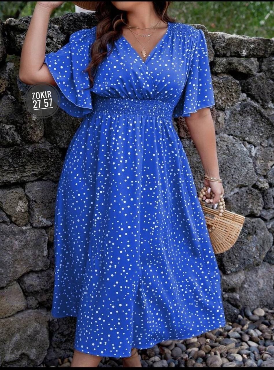 женское платье больших размеров,платье женской,летнее женское платье,платья в горошек,платья для полных женщин