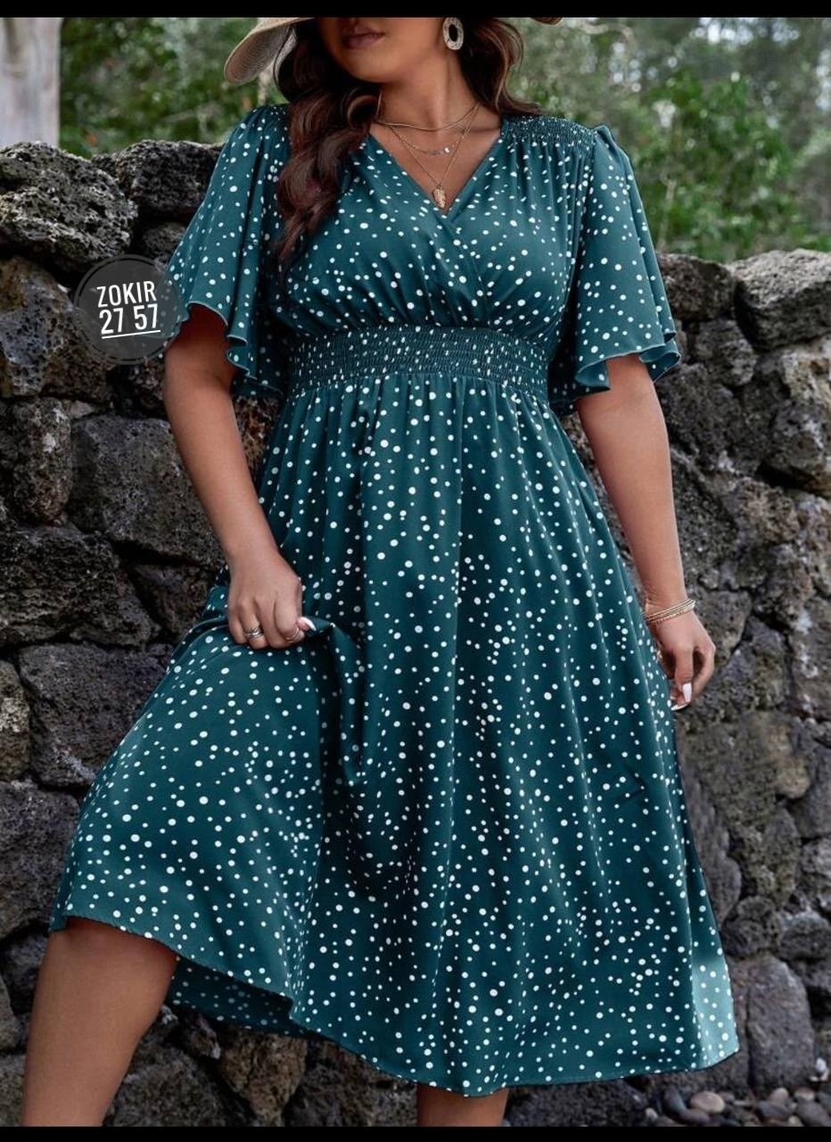женское платье больших размеров,платье женской,летнее женское платье,платья в горошек,платья для полных женщин