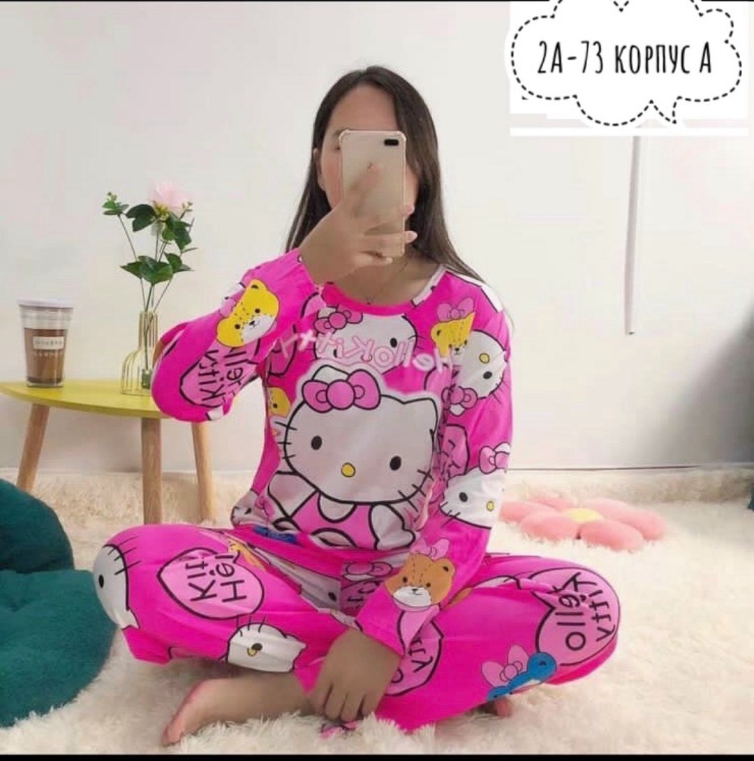 хелло китти пижама со штанами,пижама женская,пижама с брюками женская,пижама хелло китти,пижам