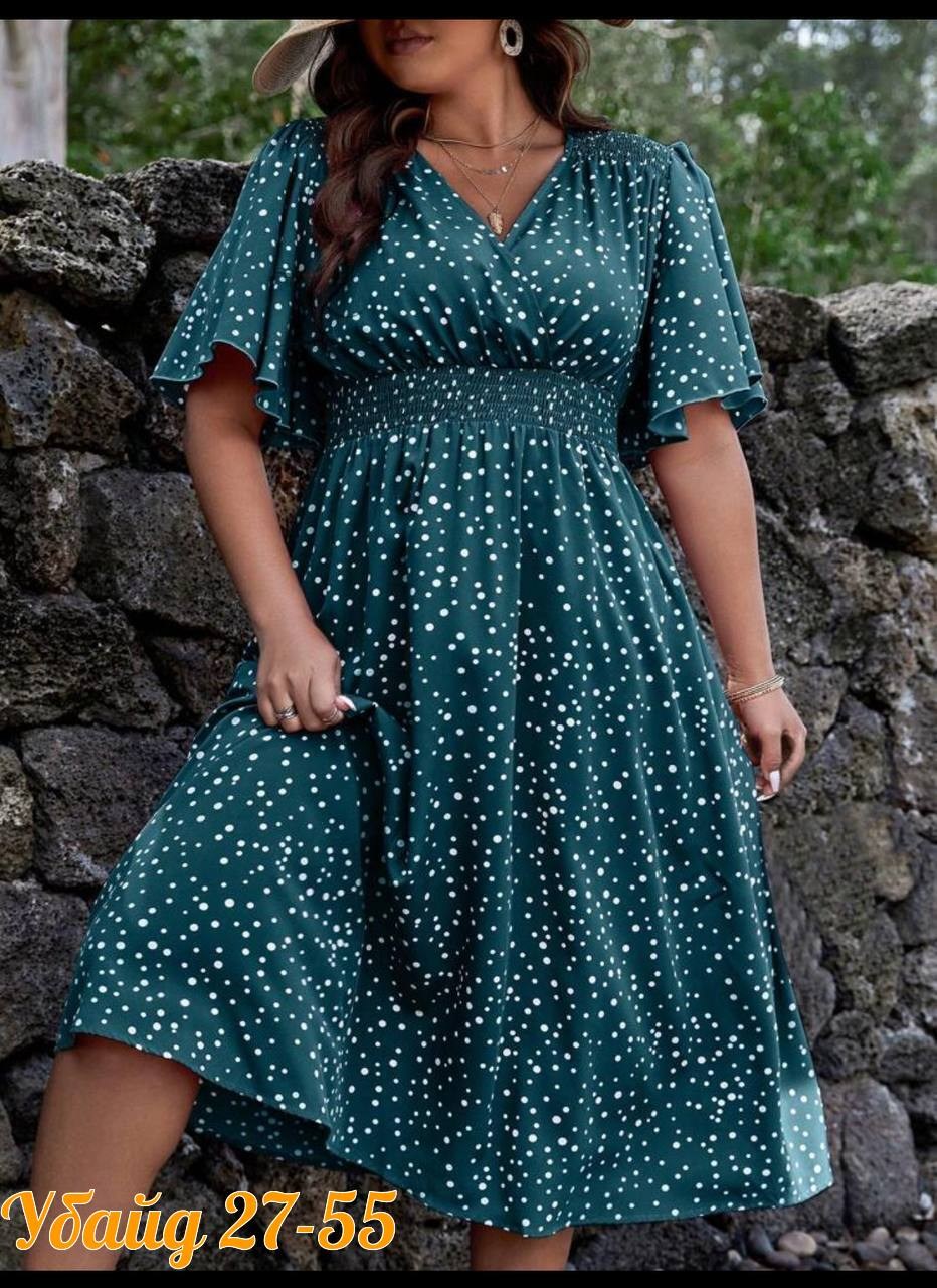 женские платья больших размеров,летнее женское платье,платья для полных,женственное платье в горошек,платье