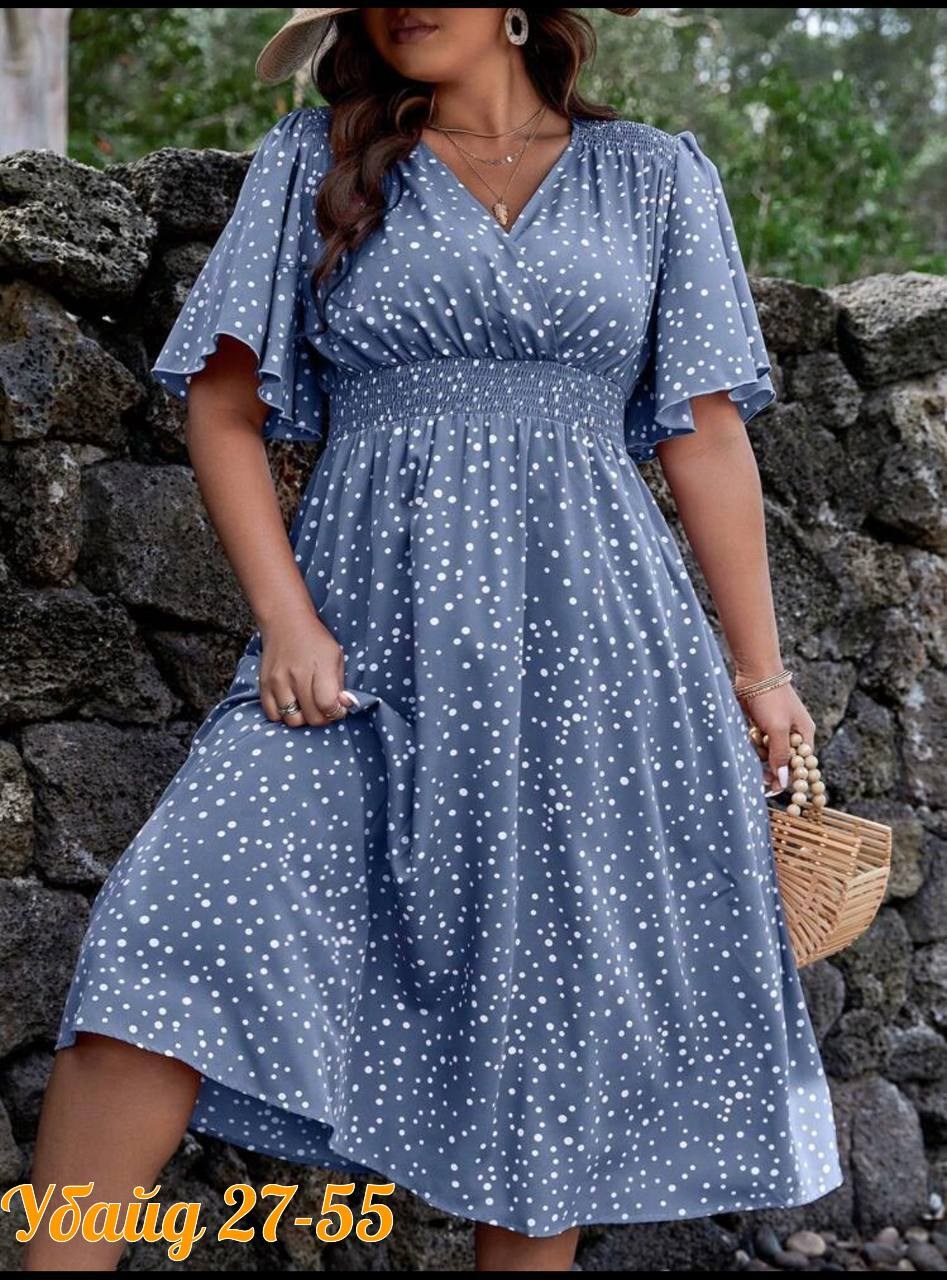 женские платья больших размеров,летнее женское платье,платья для полных,женственное платье в горошек,платье