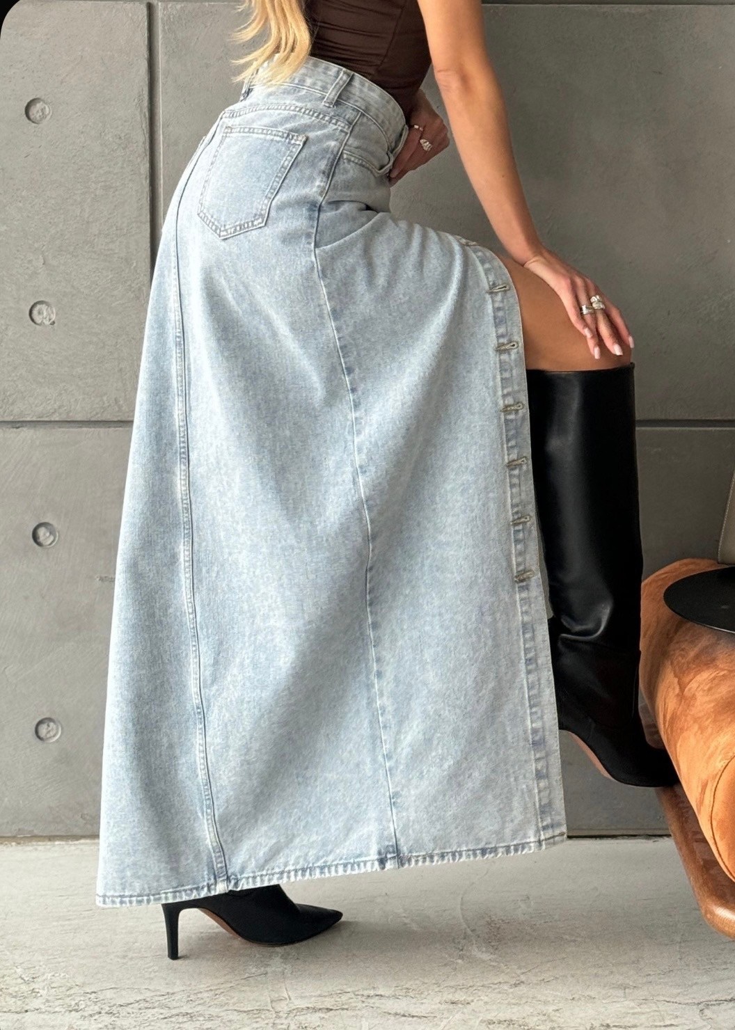 длинная джинсовая юбка,джинсовая юбка макси,юбка джинсовая длинная с разрезом на пуговицах,джинсовая юбка,юбка джинсовая длинная с разрезом на пуговицах anylass