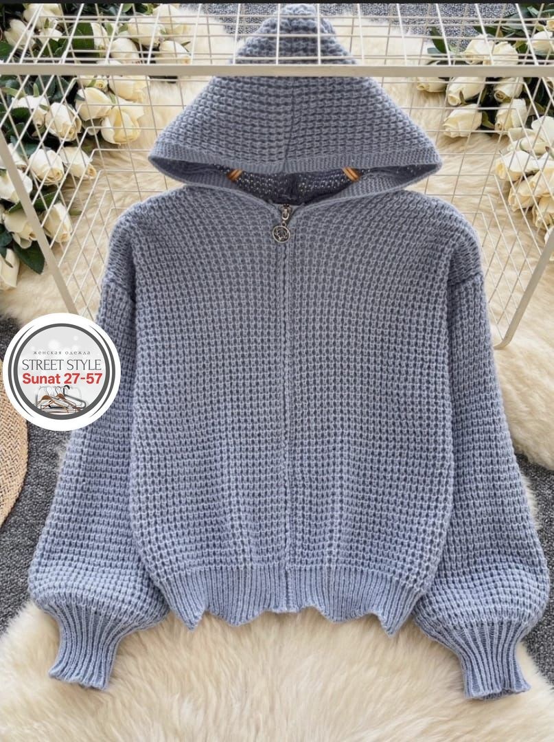 свитер женский вязаный,модные свитера,свитера с капюшоном,кофта женская,женский вязаный кардиган с капюшоном