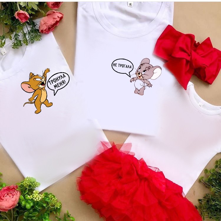 парная футболка том и джерри,семейные футболки,дисней стиль,футболка том и джерри,футболки для девочек