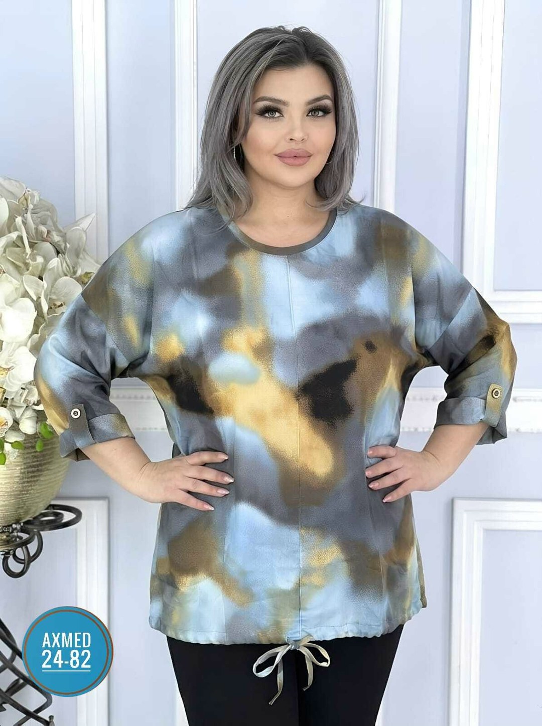 туника с длинным рукавом больших размеров aligu 275017169,женская кофта,туника большого размера 62-68,,блуза