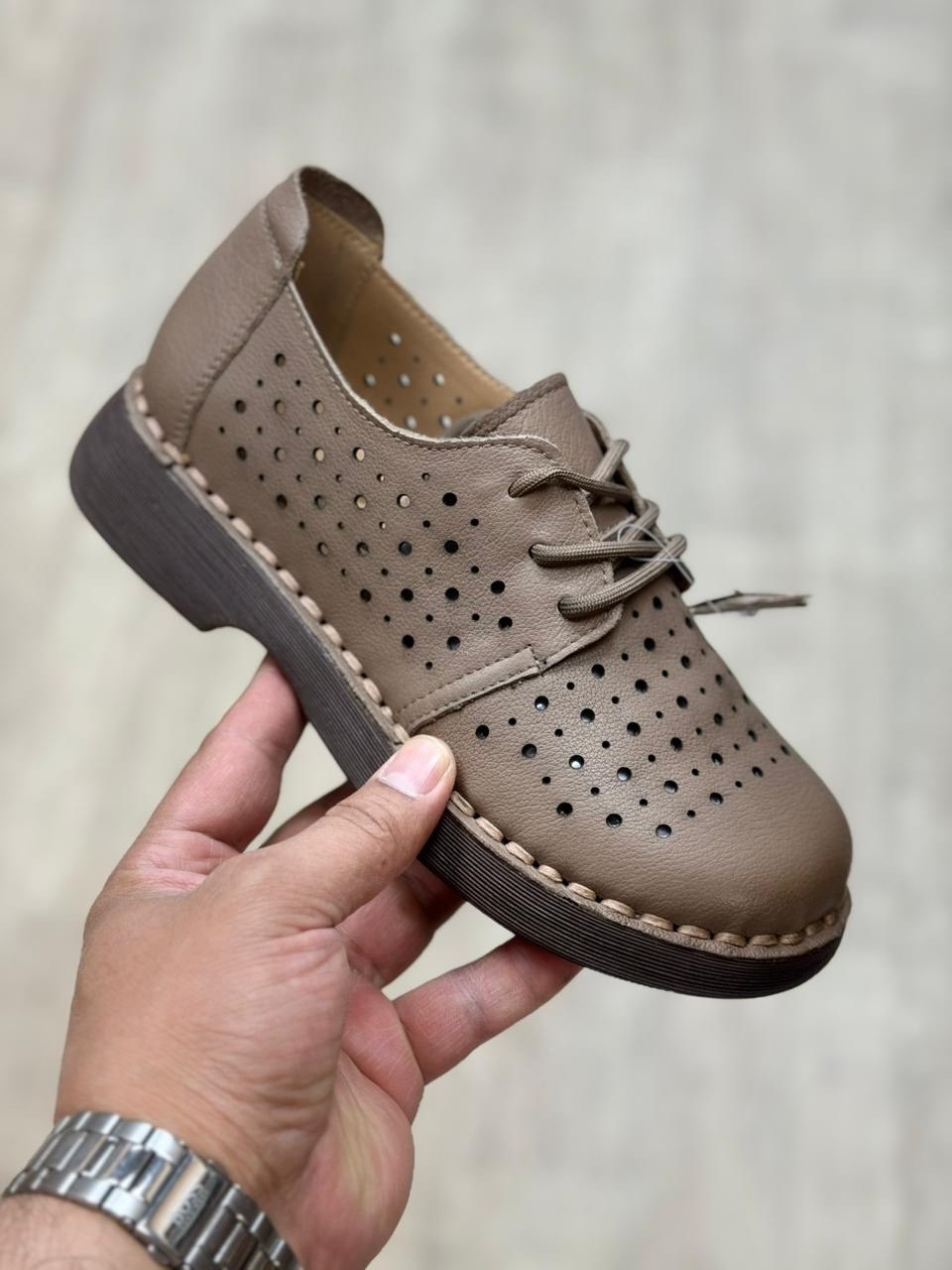 ,туфли женские, женская,мокасины с перфорацией, повседневные