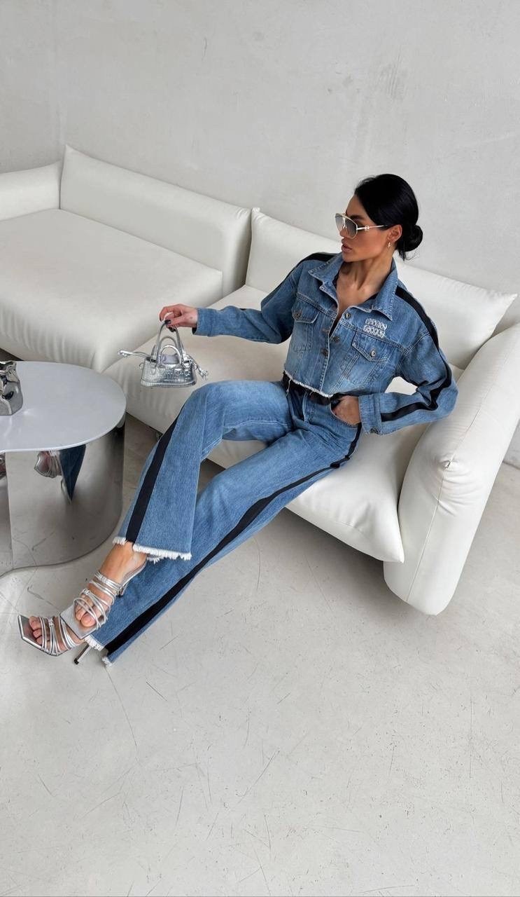 женский джинсовый костюм,стильные костюмы,костюм джинсовый,джинсовая куртка,стильный джинсовый костюм