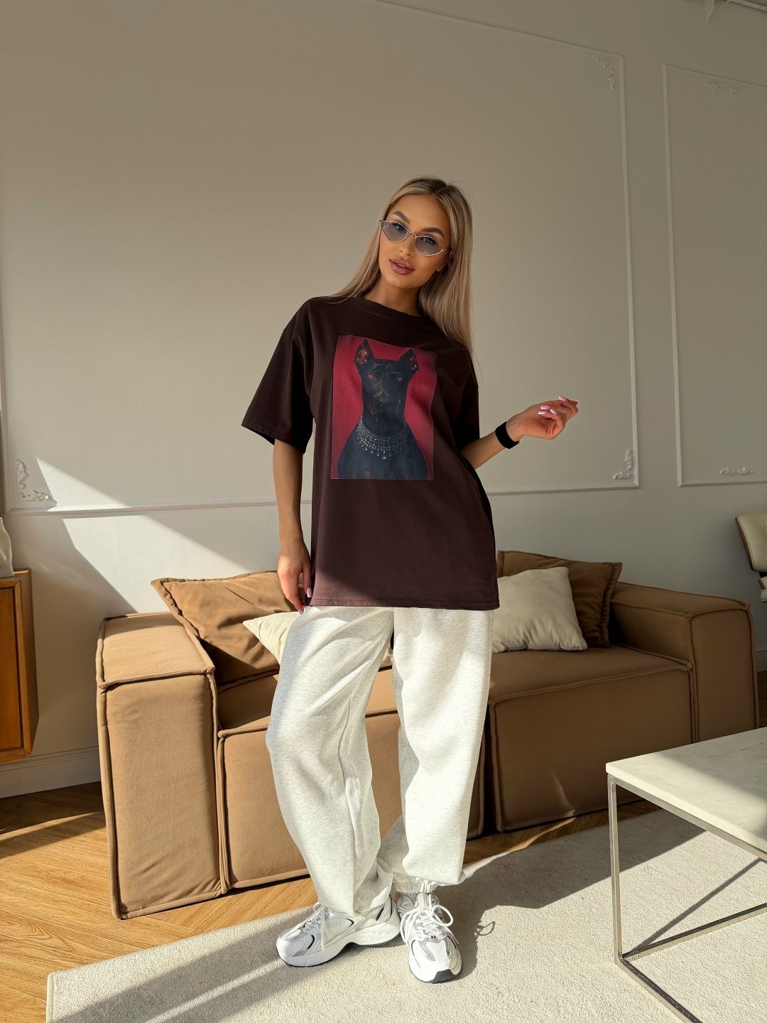 футболка y2k оверсайз,женская футболка,футболки оверсайз,футболка y2k оверсайз zi-bella цвет шоколадный,модные образы